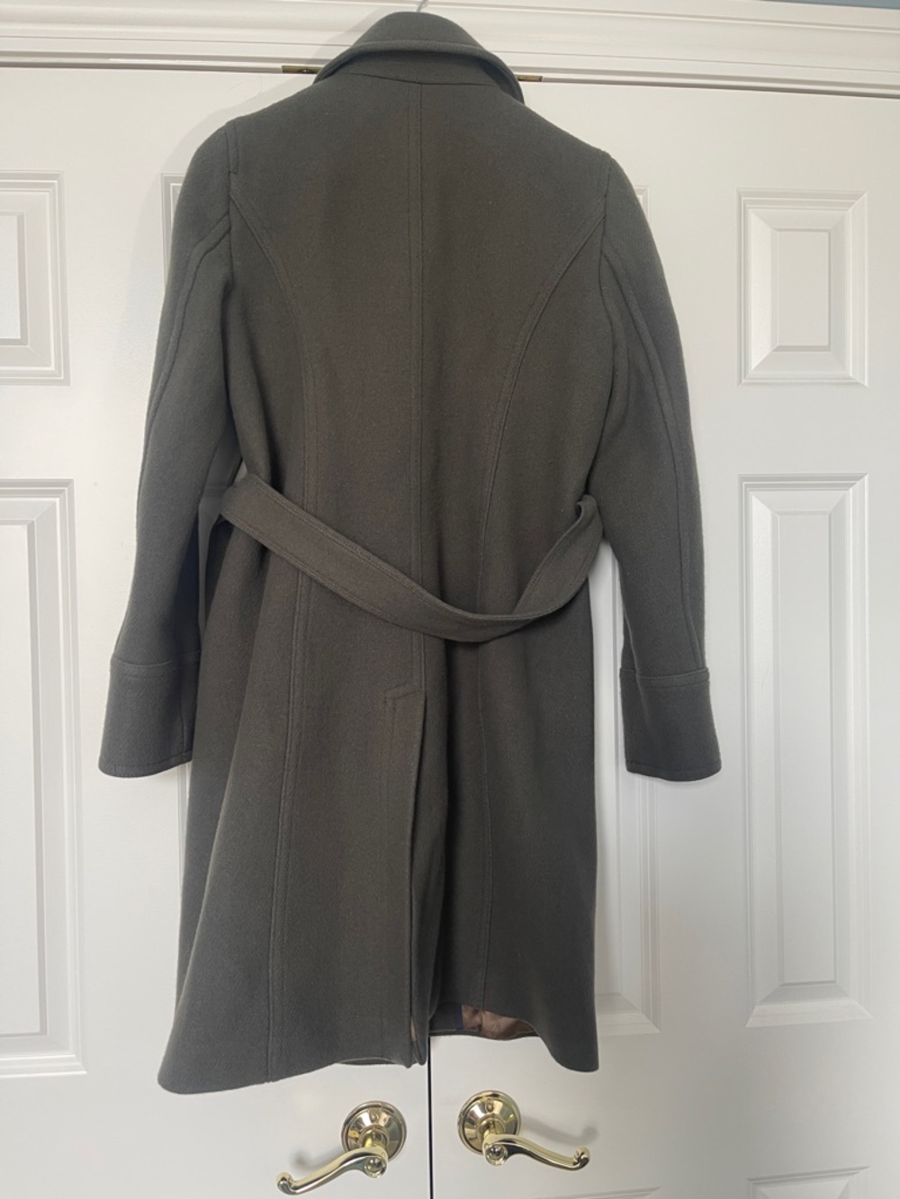 J.Crew Olive Green Stadium Cloth Boulevard Wool Trench Coat - Picture 8 of 9